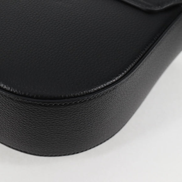 VERSACE Shoulder Bag Leather Black Gold Auth 118816A