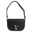 VERSACE Shoulder Bag Leather Black Gold Auth 118816A-13