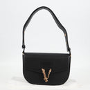 VERSACE Shoulder Bag Leather Black Gold Auth 118816A-12