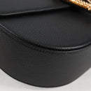 VERSACE Shoulder Bag Leather Black Gold Auth 118818A-14