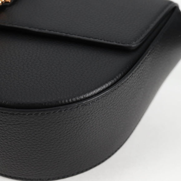 VERSACE Shoulder Bag Leather Black Gold Auth 118818A