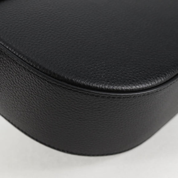 VERSACE Shoulder Bag Leather Black Gold Auth 118818A