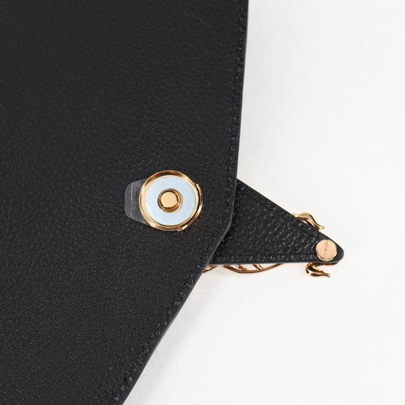 VERSACE Shoulder Bag Leather Black Gold Auth 118818A