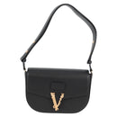 VERSACE Shoulder Bag Leather Black Gold Auth 118818A-13