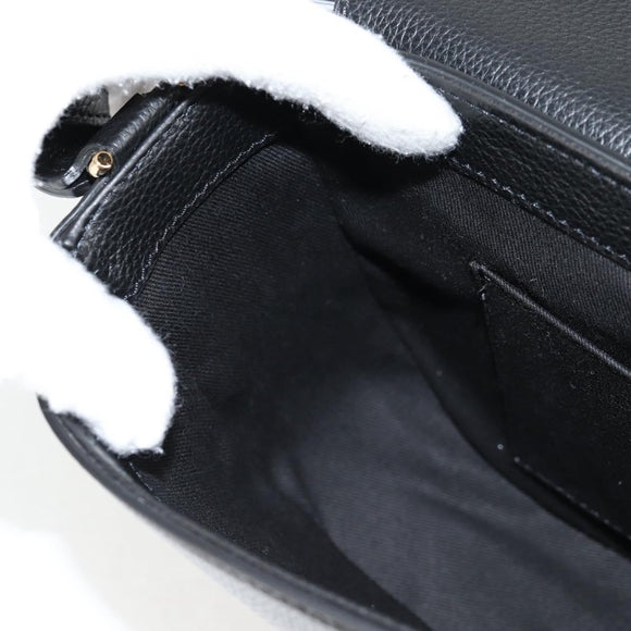 VERSACE Shoulder Bag Leather Black Gold Auth 118818A