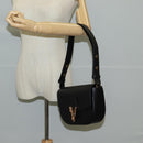 VERSACE Shoulder Bag Leather Black Gold Auth 118818A-23
