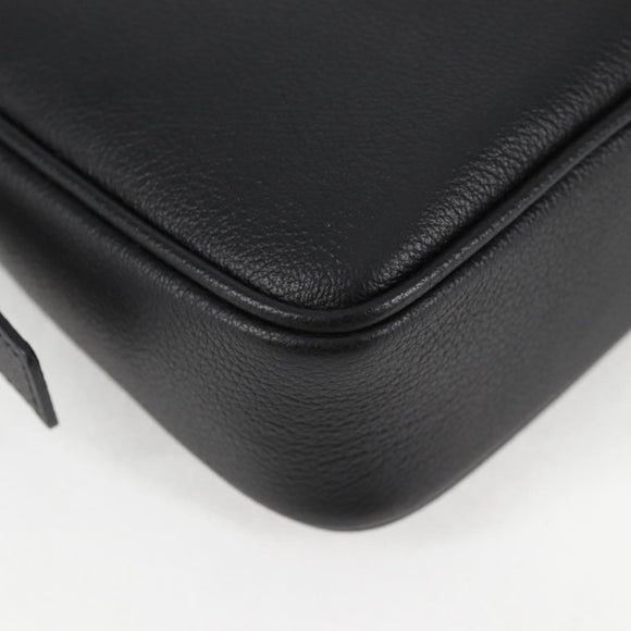 VERSACE Shoulder Bag Leather Black Gold Auth 118819A