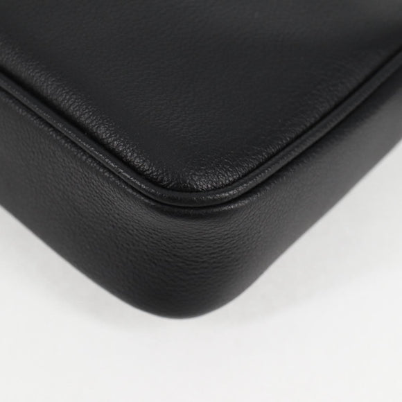 VERSACE Shoulder Bag Leather Black Gold Auth 118819A