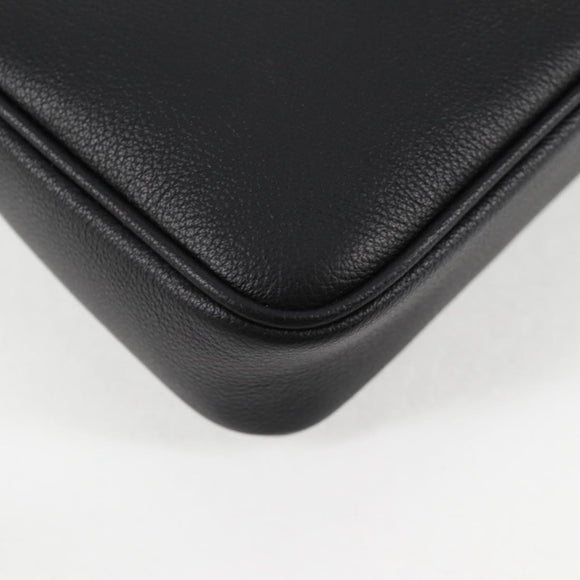 VERSACE Shoulder Bag Leather Black Gold Auth 118819A