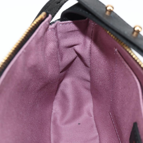 VERSACE Shoulder Bag Leather Black Gold Auth 118819A