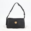 VERSACE Shoulder Bag Leather Black Gold Auth 118819V-12