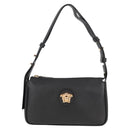 VERSACE Shoulder Bag Leather Black Gold Auth 118819V-13