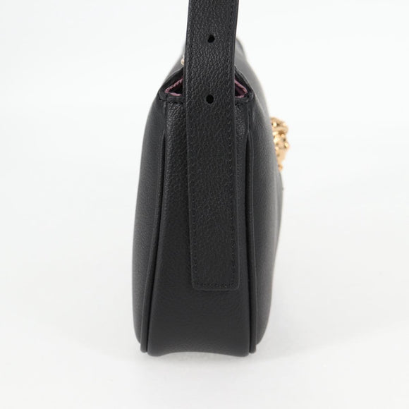 VERSACE Shoulder Bag Leather Black Gold Auth 118819A