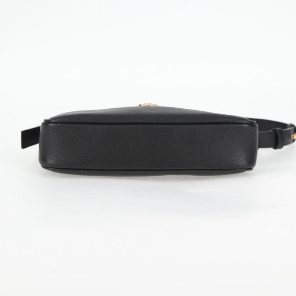 VERSACE Shoulder Bag Leather Black Gold Auth 118819V
