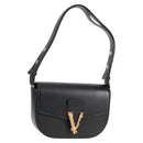 VERSACE Shoulder Bag Leather Black Gold Auth 118820A-1