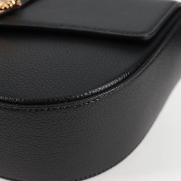 VERSACE Shoulder Bag Leather Black Gold Auth 118820A