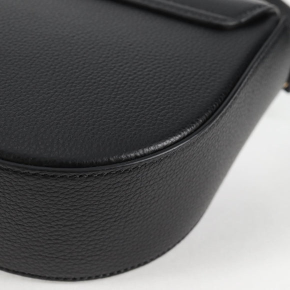 VERSACE Shoulder Bag Leather Black Gold Auth 118820A