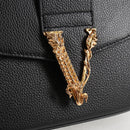 VERSACE Shoulder Bag Leather Black Gold Auth 118820A-19