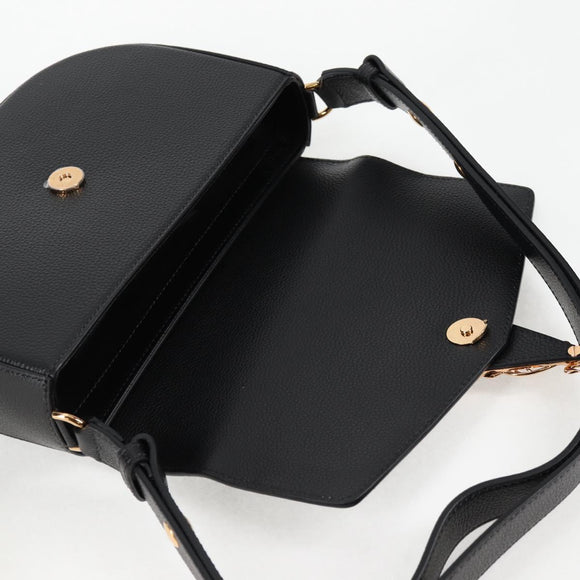 VERSACE Shoulder Bag Leather Black Gold Auth 118820A