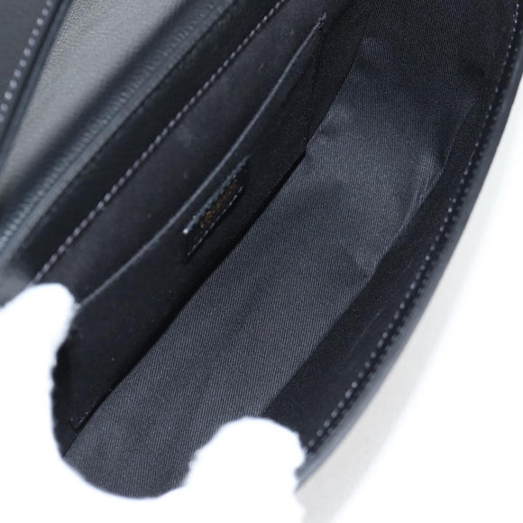 VERSACE Shoulder Bag Leather Black Gold Auth 118820A