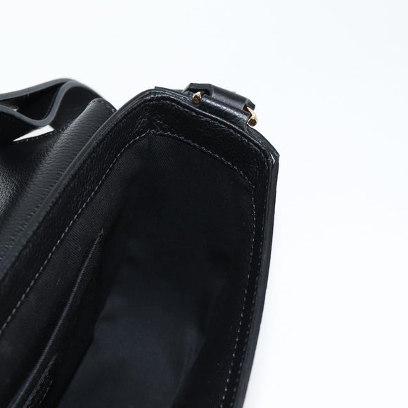 VERSACE Shoulder Bag Leather Black Gold Auth 118820A