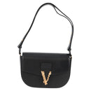 VERSACE Shoulder Bag Leather Black Gold Auth 118820A-13