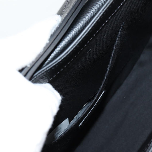 VERSACE Shoulder Bag Leather Black Gold Auth 118820A