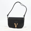 VERSACE Shoulder Bag Leather Black Gold Auth 118820A-12