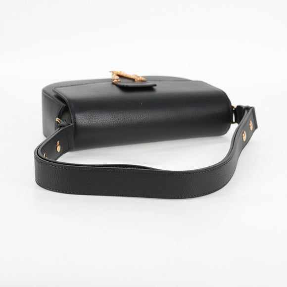 VERSACE Shoulder Bag Leather Black Gold Auth 118820A