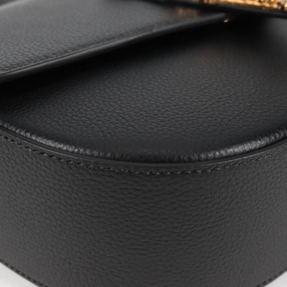 VERSACE Shoulder Bag Leather Black Gold Auth 118821A