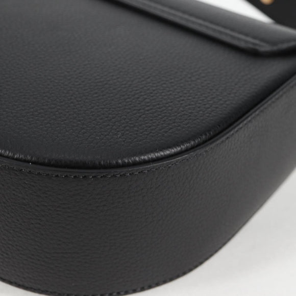 VERSACE Shoulder Bag Leather Black Gold Auth 118821A