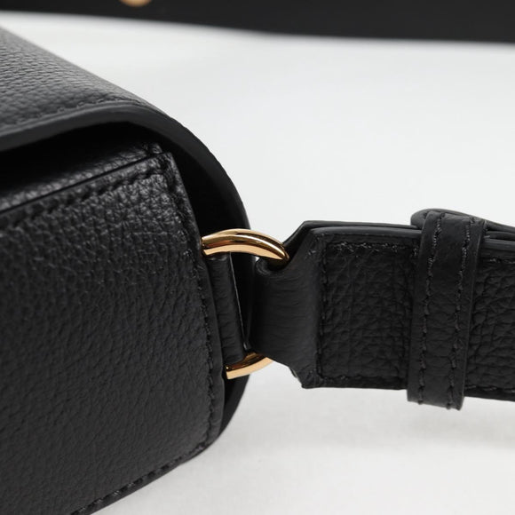 VERSACE Shoulder Bag Leather Black Gold Auth 118821V