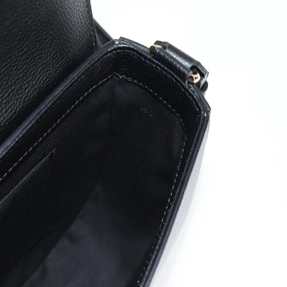 VERSACE Shoulder Bag Leather Black Gold Auth 118821A