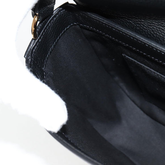 VERSACE Shoulder Bag Leather Black Gold Auth 118821A