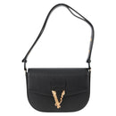 VERSACE Shoulder Bag Leather Black Gold Auth 118821V-13