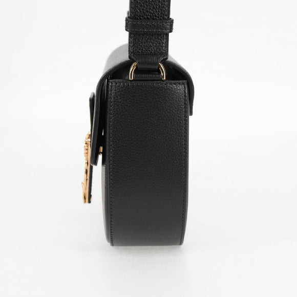 VERSACE Shoulder Bag Leather Black Gold Auth 118821A