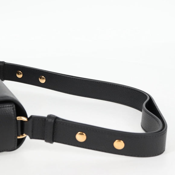 VERSACE Shoulder Bag Leather Black Gold Auth 118821A