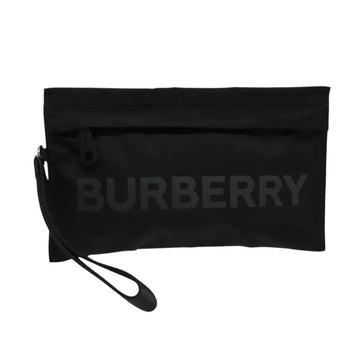 BURBERRY Pouch Nylon Black Silver Auth 118845