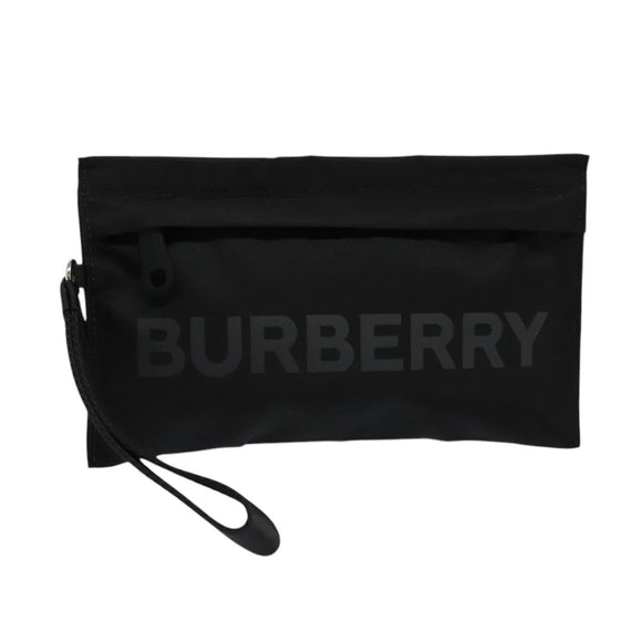 BURBERRY Pouch Nylon Black Silver Auth 118845