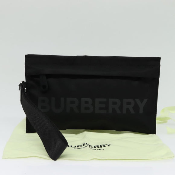 BURBERRY Pouch Nylon Black Silver Auth 118845