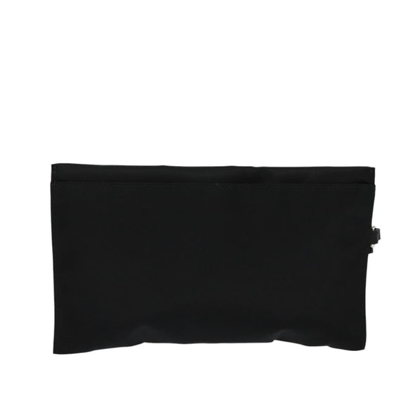 BURBERRY Pouch Nylon Black Silver Auth 118845