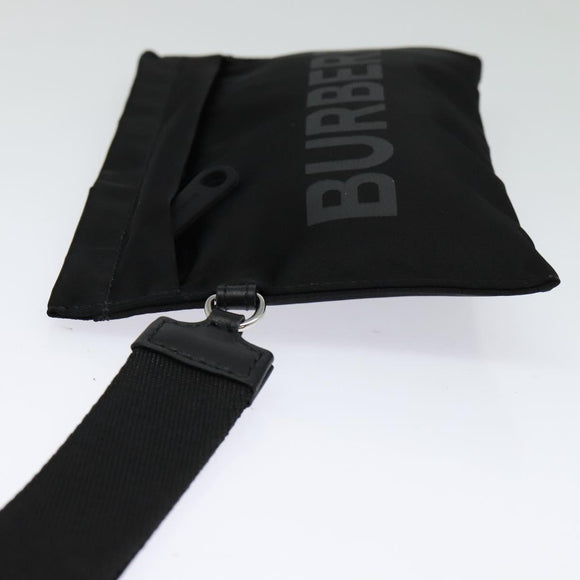 BURBERRY Pouch Nylon Black Silver Auth 118845
