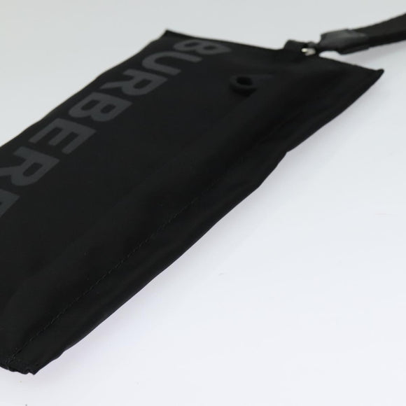 BURBERRY Pouch Nylon Black Silver Auth 118845