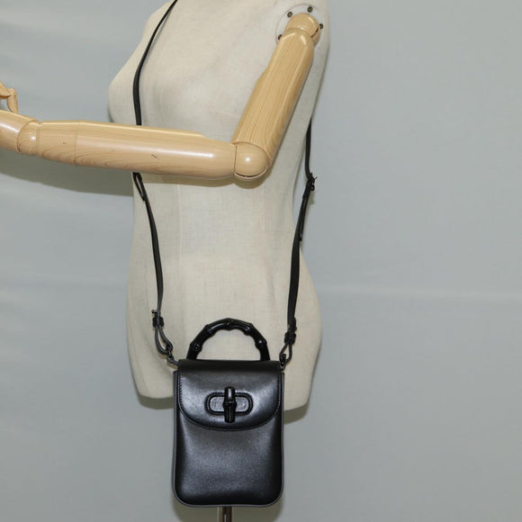 GUCCI Hand Bag Leather 2way Black 702106 Auth 118849M