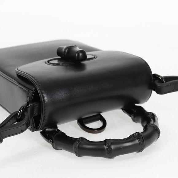 GUCCI Hand Bag Leather 2way Black 702106 Auth 118849M