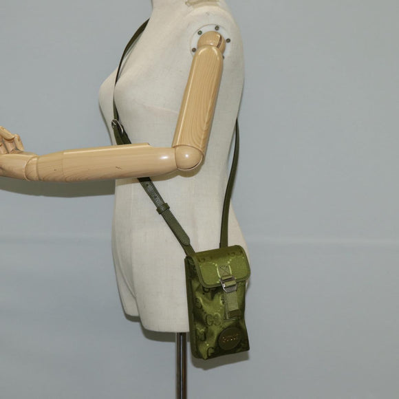 GUCCI GG Canvas Shoulder Bag Green 696018 Auth 118861M