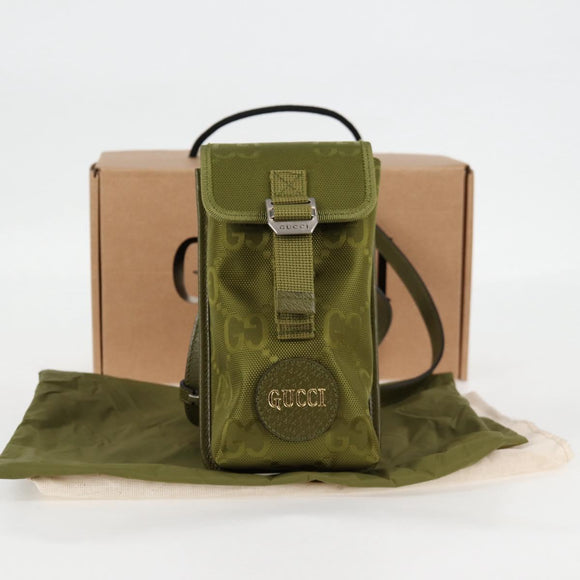 GUCCI GG Canvas Shoulder Bag Green 696018 Auth 118861M