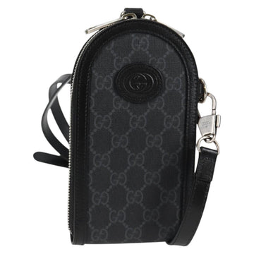 GUCCI GG Supreme Shoulder Bag PVC Black Silver Auth 118863M