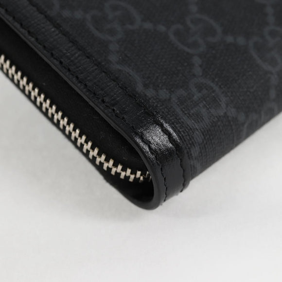 GUCCI GG Supreme Shoulder Bag PVC Black Silver Auth 118863M