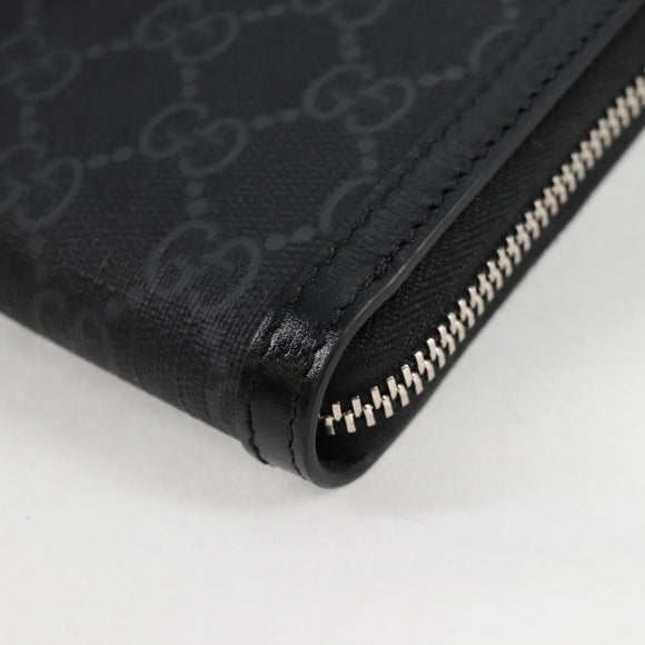GUCCI GG Supreme Shoulder Bag PVC Black Silver Auth 118863M